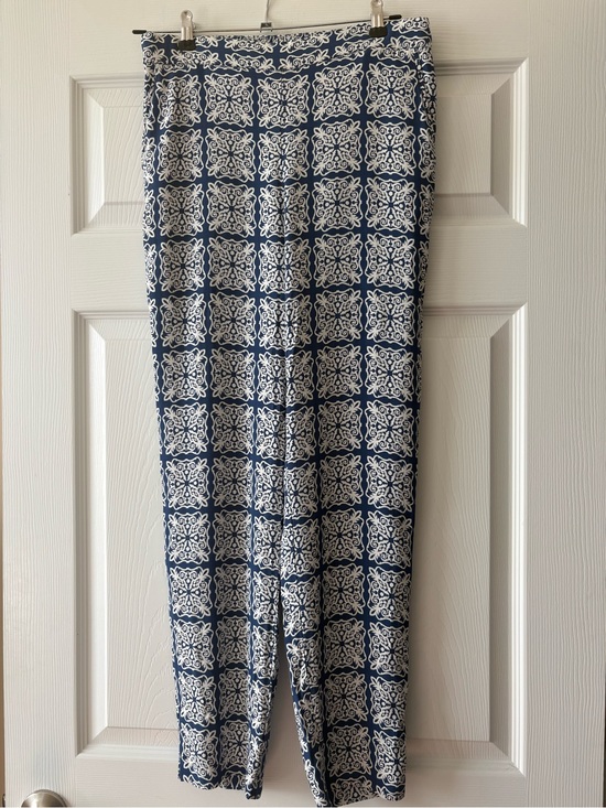 Boden Pants - BODEN Royal Blue/White Tile Print Pants Size 6R
